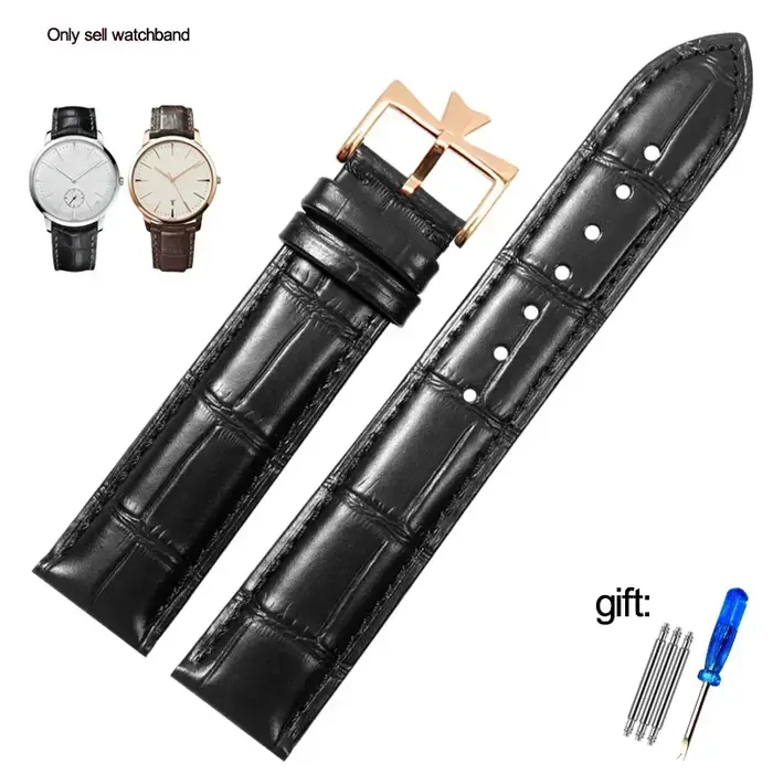 19mm 20mm 21mm 22mm bracelet de montre en cuir véritable remplacement pour Vacheron Constantin Patrimony VC noir bleu
