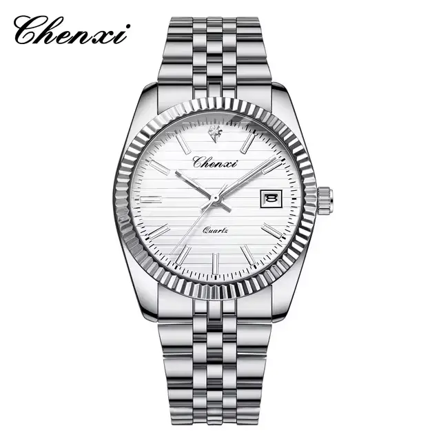 CHENXI 004D hommes montres à Quartz de luxe en acier inoxydable étanche lumineux Date montre-bracele