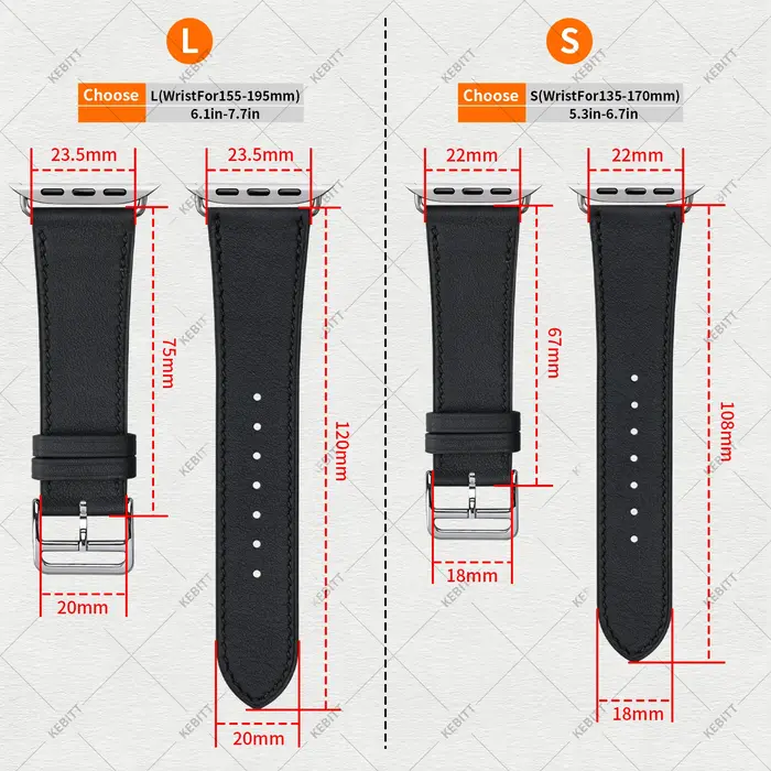 Kebitt petit poignet grande taille bande selon le choix S L pour Apple Watch 11 10 Bracelet Iwatch 46 42 41 45 49mm