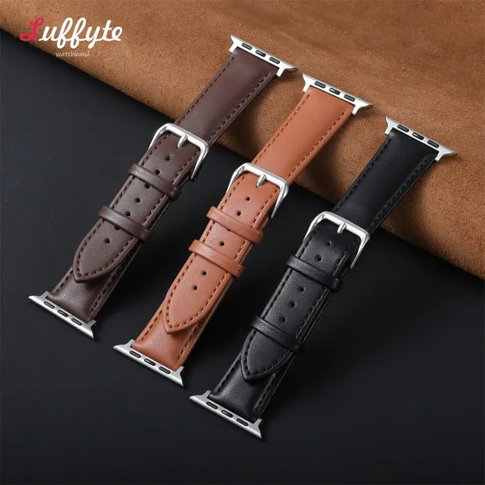 Bracelet de montre en cuir souple pour Apple Watch 10 9 Ultra 8 7 6 SE 5 4 3, 38 40 41 42 44 45 46 49mm, Bracelet de montre d'affaires
