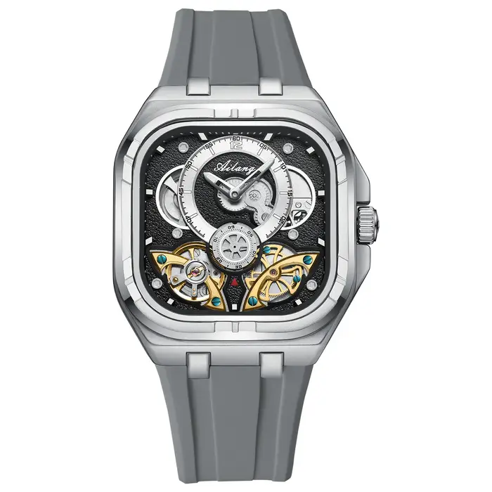 Montre de sport automatique AILANG Tourbillon 2026 créative, design carré, cadran lumineux et étanch
