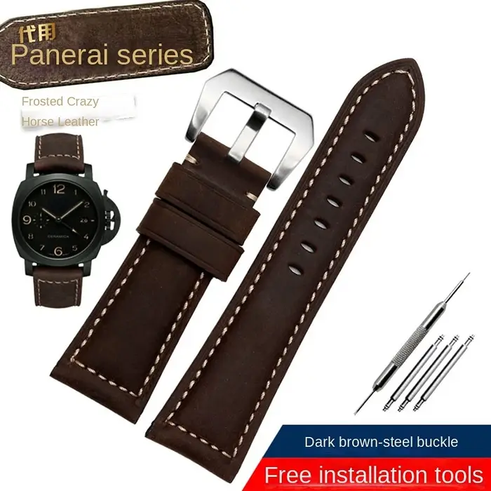 Bracelet de montre en cuir véritable pour homme, bracelet en cuir de cercle conviviale ré, bracelet 