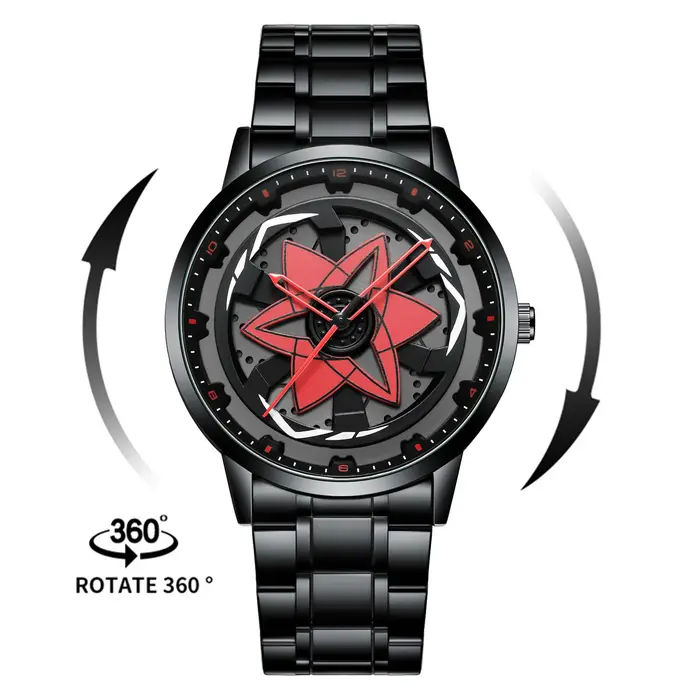 Kaléidoscope Sharingan cadran rotatif montre 3D japonais Anime cadran Quartz montre pour hommes haut