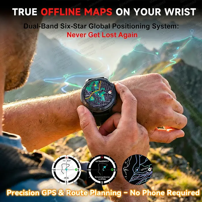 Nouvelle montre connectée GPS avec cartes hors ligne pour hommes