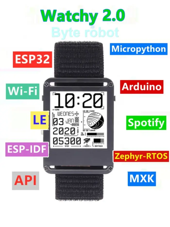 Montre intelligente ESP32 Open Source Watchy V2.0 avec écran E-ink