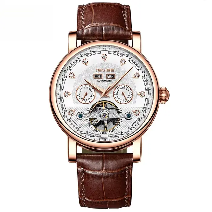 Montre mécanique automatique élégante avec calendrier lumineux pour hommes