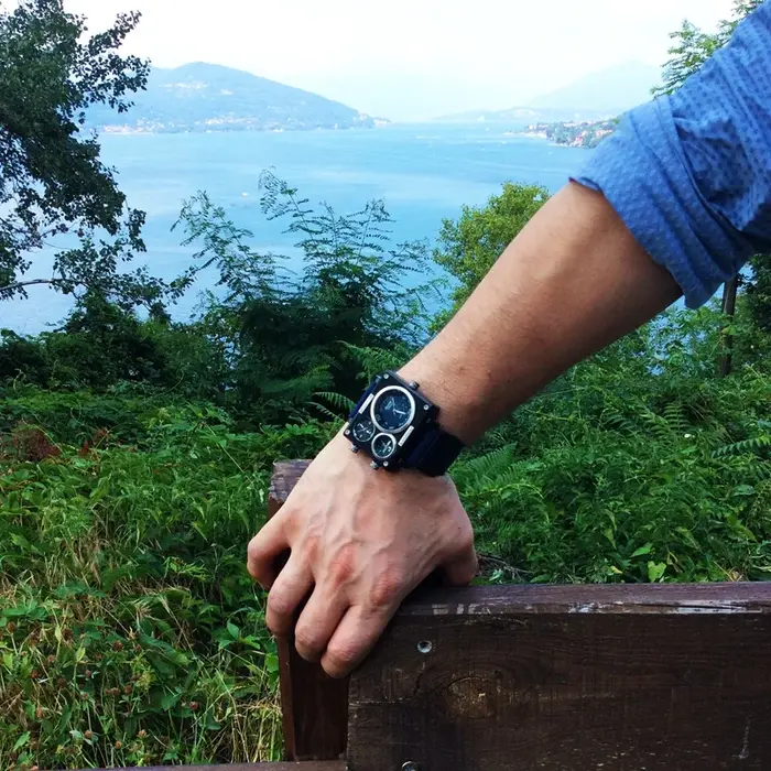 Oulm-Montre de sport à quartz verte pour homme