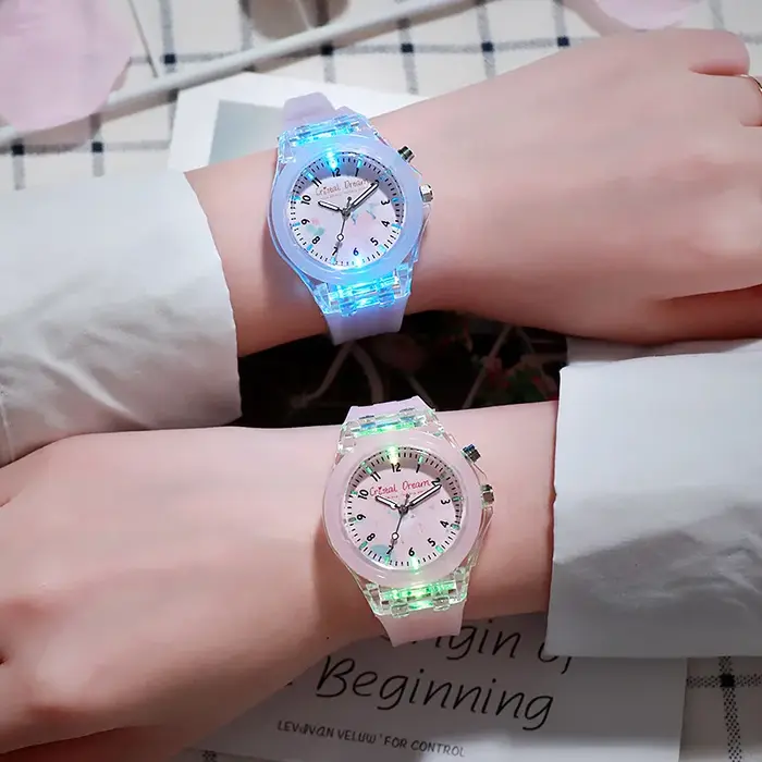 Montre-bracelet lumineuse en Silicone souple pour enfants