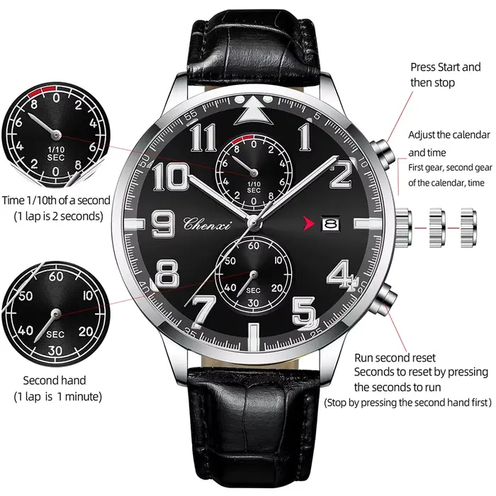 CHENXI montres pour hommes de haute qualité en cuir