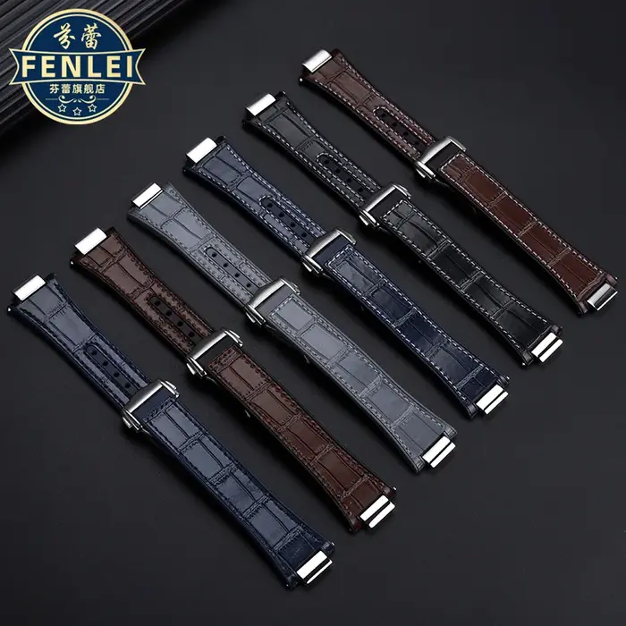 Bracelet de montre en cuir véritable pour homme