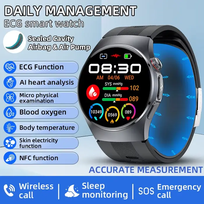 Montre connectée LIGE nouvelle génération avec fonctions de contrôle de la santé, ECG, lipides sangu