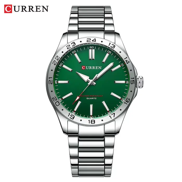 CURREN 8452 hommes montre à Quartz Simple mode loisirs affaires horloge noir argenté bracelet en aci