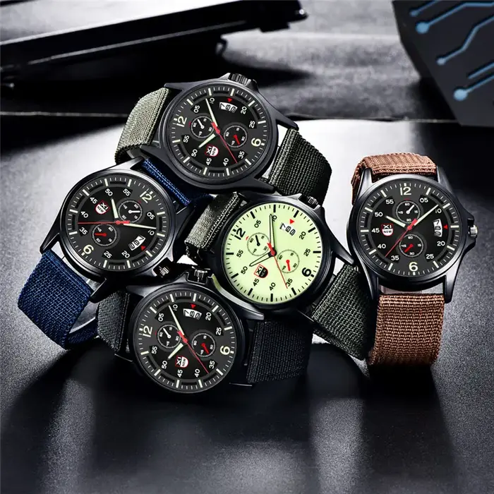 Reloj Hombre véritable marque XINEW hommes montres noir étudiants garçons mode bracelet en Nylon armée sport Date montre Relogio Masculino