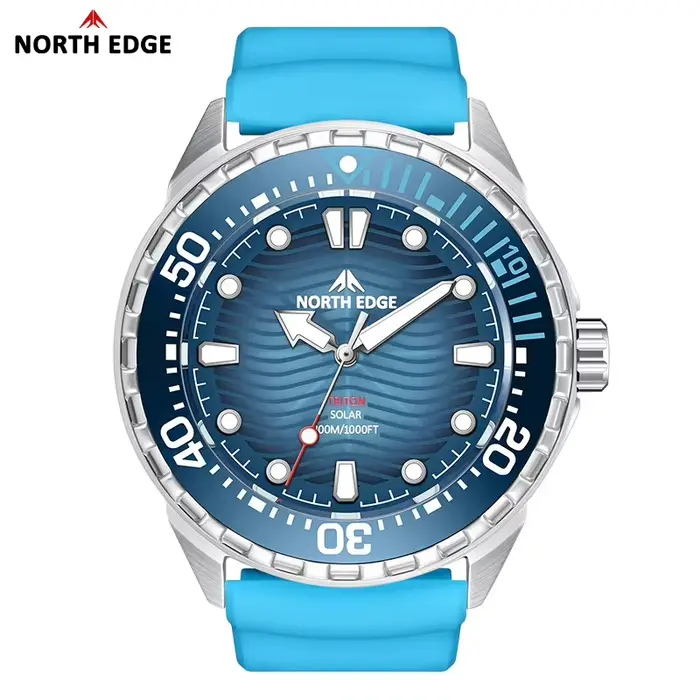 Montre de plongée solaire NORTH EDGE TRITON-TI en titane et acier inoxydable