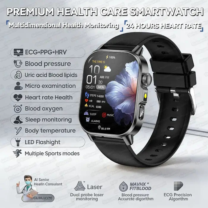 Montre connectée de santé et de mode 2026 pour femmes, écran AMOLED 2,0 pouces, ECG, examen physique