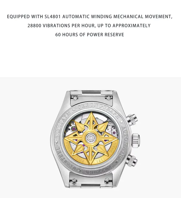 FARASUTE hommes montre automatique chronographe rétro mécanique montre-bracelet saphir 100M étanche