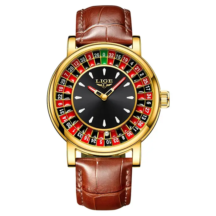 Montre Homme LIGE Tendance Cadran Rotatif Roulette de Las Vegas