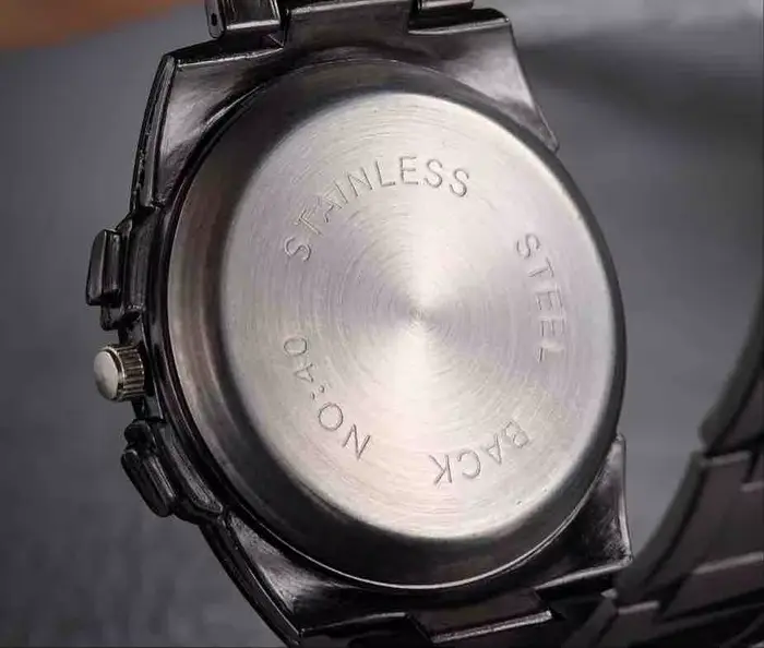 Montre de sport à quartz en acier inoxydable pour homme, montre-bracelet noire