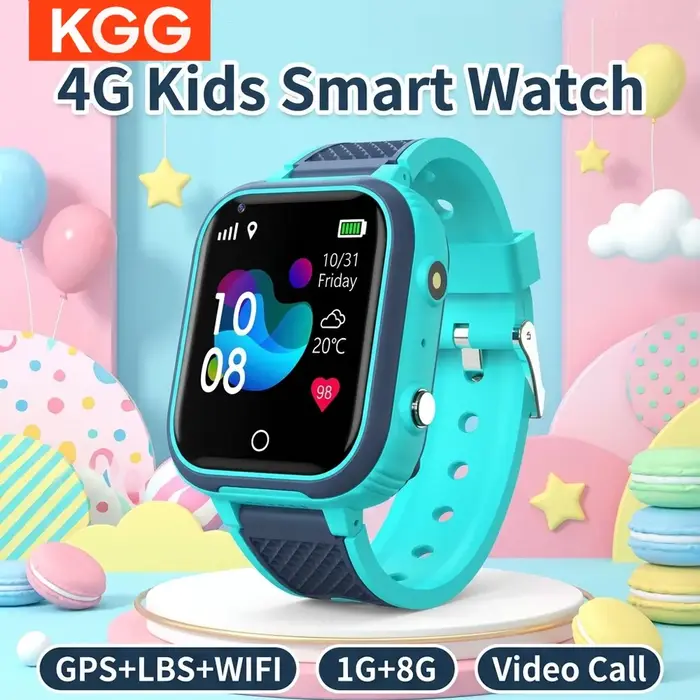 Montre connectée 4G pour enfants, GPS, WIFI, appel vidéo, SOS, étanche IP67, 1 Go + 8 Go, caméra, moniteur, tracker de localisation, montre téléphone