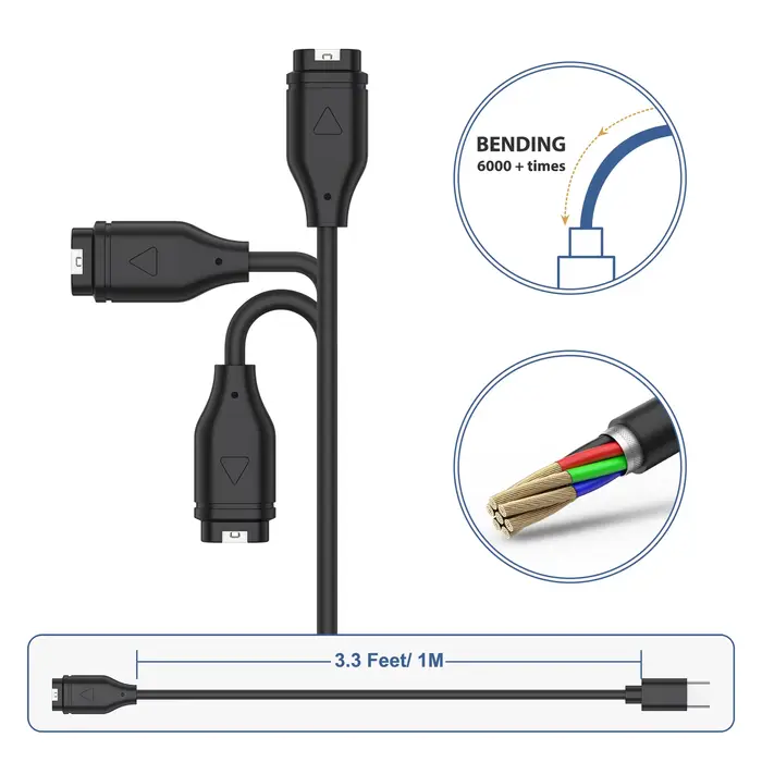 Câble de chargeur de montre de Type C pour Garmin Venu2/VenuSq2/3/3S Fenix 5/6/7 Vivoactive4/4S/3