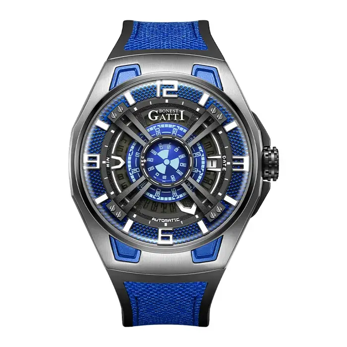 Montre mécanique automatique MINBER carrée ajourée avec fond transparent