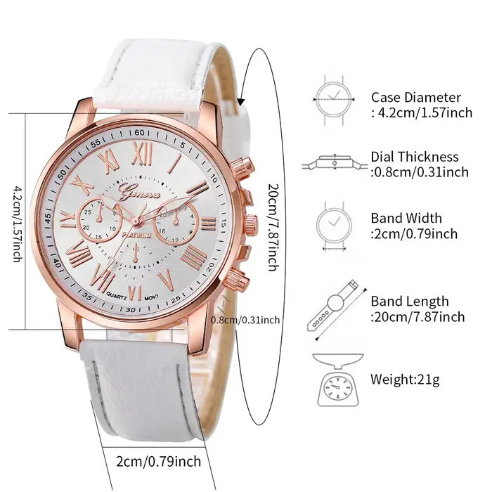 6 pièces/ensemble genève femmes montres bracelet en cuir décontracté montre-bracelet à Quartz diamant ensemble de bijoux (sans boîte)