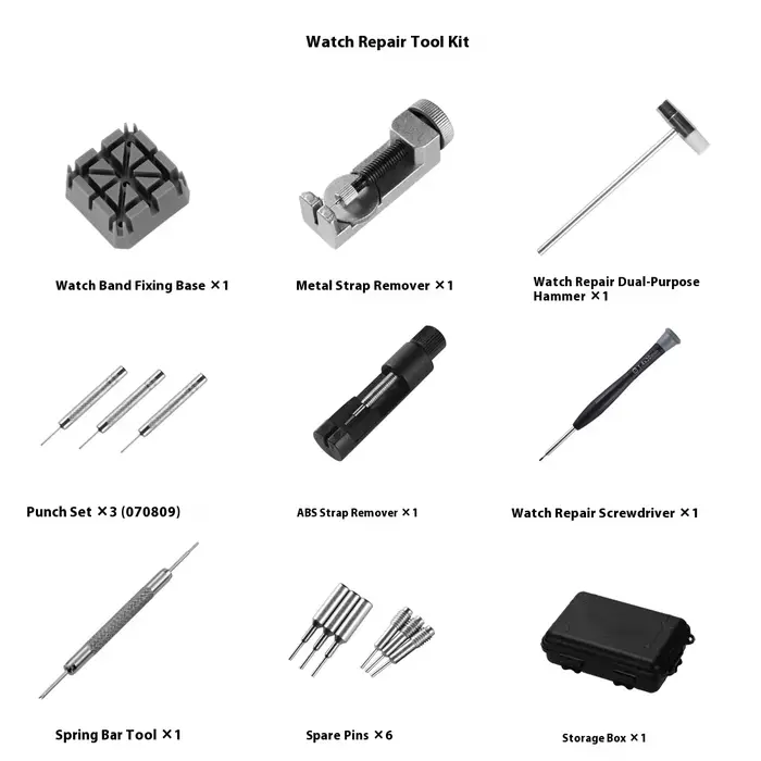 Kit de réparation de montres professionnel 16 pièces