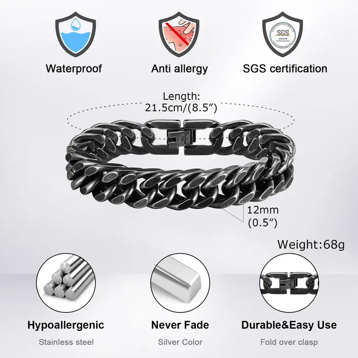 Bracelet chaîne épaisse plaqué or pour homme
