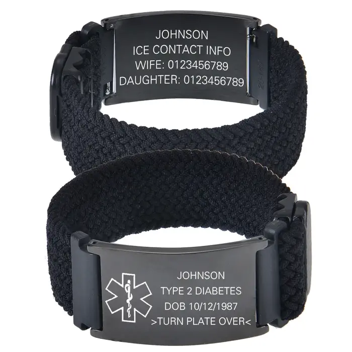 Bracelet d'identification d'alerte médicale personnalisé pour hommes et femmes, gravure personnalisé