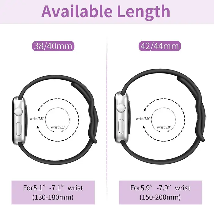 Bracelet en Silicone pour bracelets de montre Apple 40mm 44mm 46mm 45mm 41mm 49mm 42