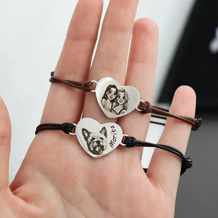 Bracelet personnalisé avec Portrait d'animal de compagnie pour femmes