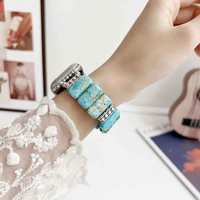 Bracelet en pierre élastique élégant pour Apple Watch
