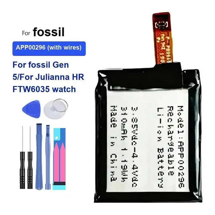 Batterie longue durée pour montre connectée, 310mAh, pour Fossil Gen 5, pour Julianna HR FTW6035, AP