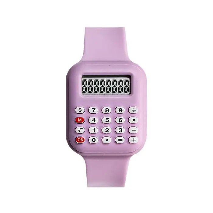 Montre numérique pour enfants, bracelet en caoutchouc, avec calculatrice, pour filles, étudiantes, a