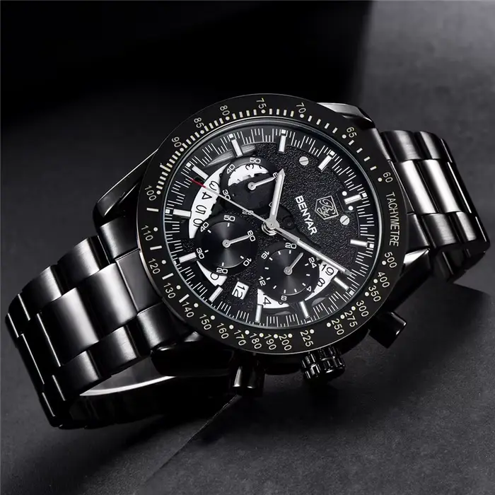 BENYAR mode Sport montre hommes haut de gamme de luxe noir mâle chronographe horloge militaire en acier inoxydable étanche montre-bracelet 5120