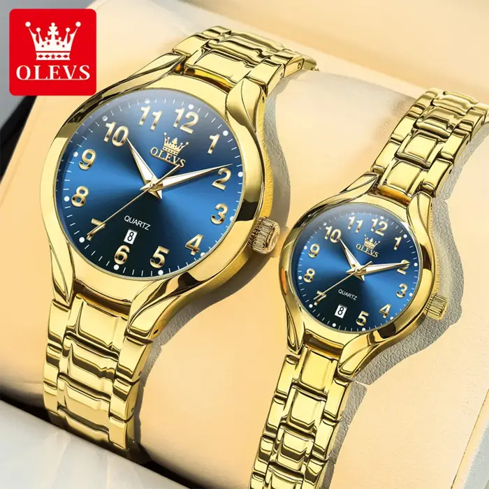 OLEVS 3650 Couple montres pour hommes femmes numéro échelle étanche Quartz robe montre-bracelet lumineux luxe calendrier montre d'affaires