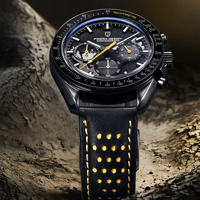 PAGANI DESIGN Nouvelle montre à quartz pour homme entièrement noire