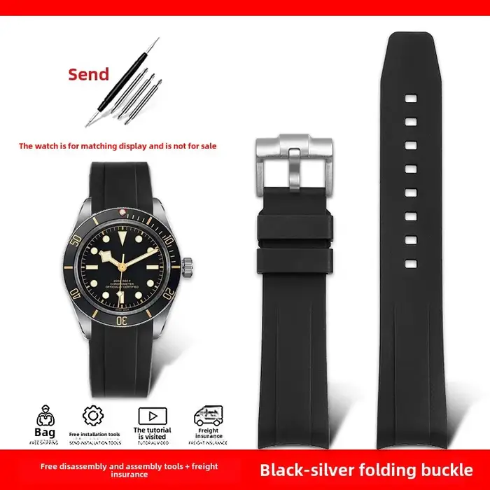 Bracelet incurvé en caoutchouc fluoré de 20MM pour Tudor 1958 Biwan 39 cadran M79030N M79018V BB58 b