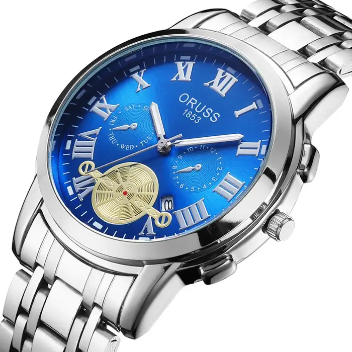 Montre à quartz de luxe étanche pour homme avec bracelet en acier