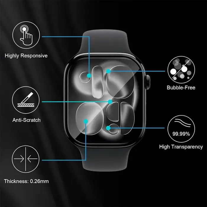 Pour Apple Watch 11 42mm 46mm Film de verre souple 3D HD sans bulles Anti-poussière résistant aux rayures iWatch série 10 11 protecteur d'écran