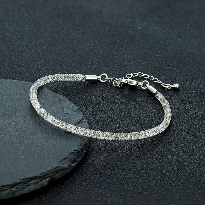 Bracelet ajustable en maille de cristal tendance pour hommes et femmes