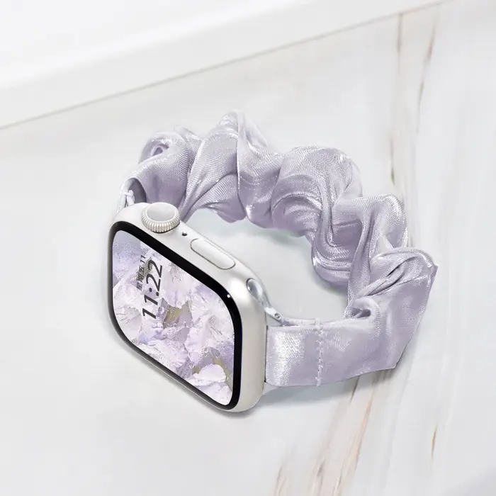 Bracelet chouchou élastique en soie glacée pour Apple Watch S10/11 42/46mm 7 8 9 45/41mm 6 5 4