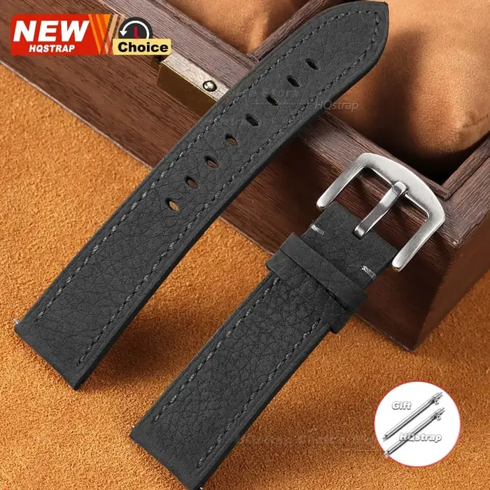 Bracelet de montre en cuir fait main rétro 20mm 22mm à motif litchi à dégagement rapide pour Omega