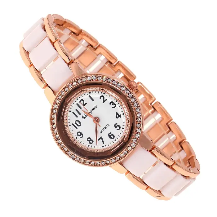 Montre-bracelet à quartz en or rose pour femme