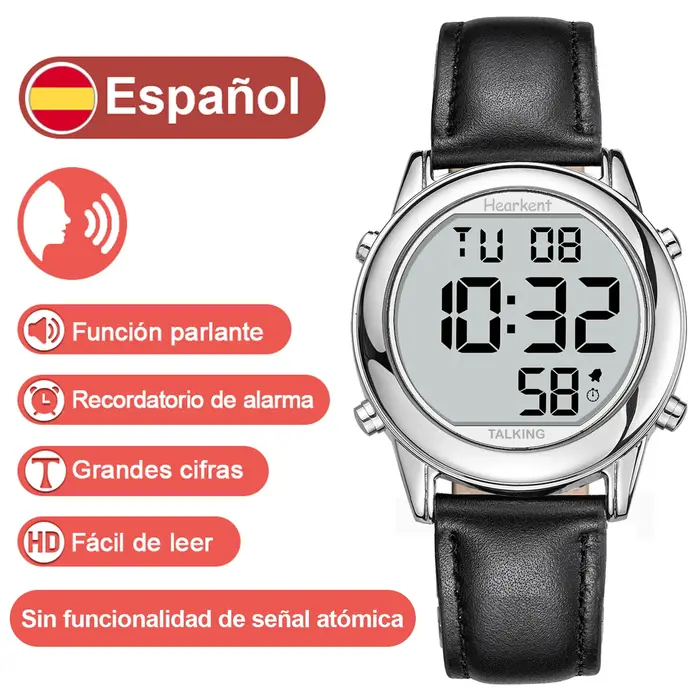 Hearkent-Montres pour hommes aveugles, horloge pour hommes, heure roi attentive avec alarme atomique