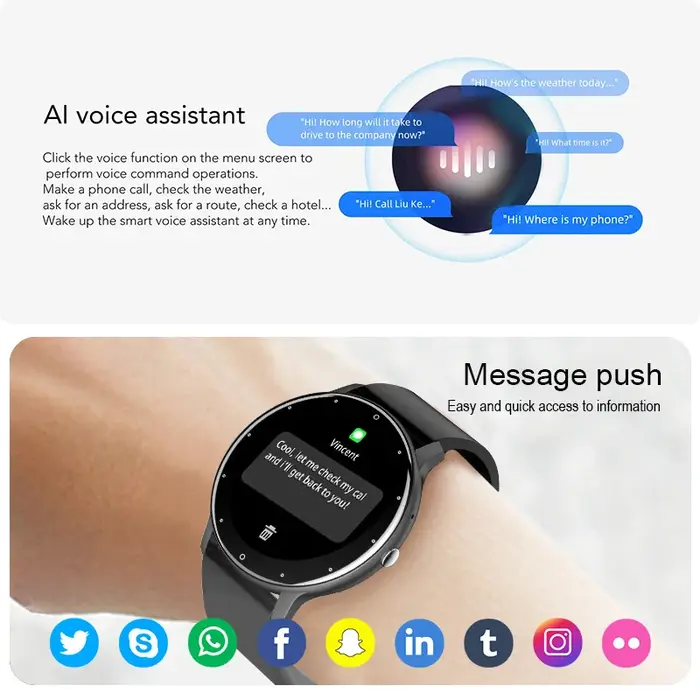 Montre connectée LIGE pour femmes et hommes