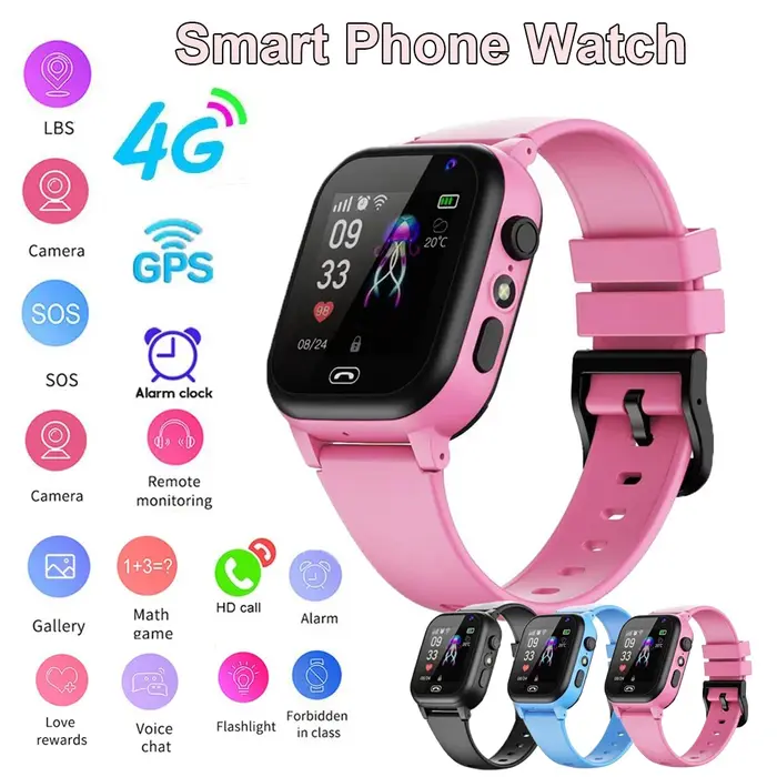 4G enfants montre intelligente pour SOS GPS appel LBS Tracker localisation carte Sim montres horloge multifonctionnelle