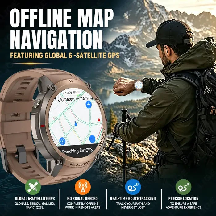 Montre connectée militaire LIGE avec GPS intégré