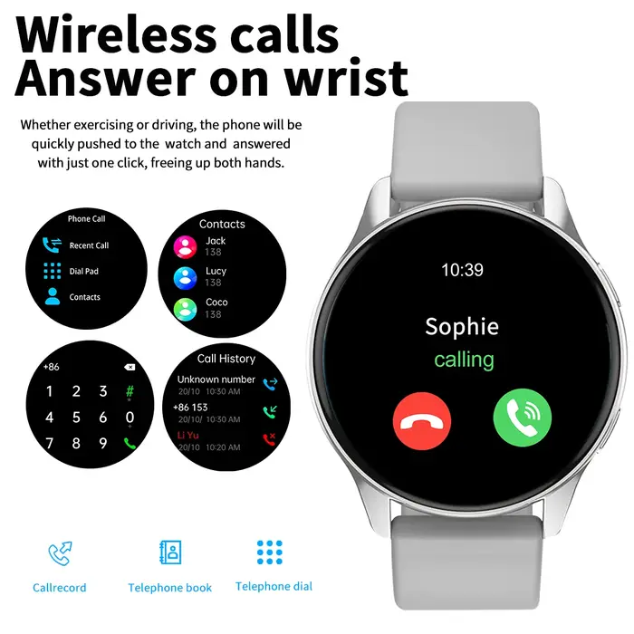 Montre intelligente, appel/cadran sans fil
