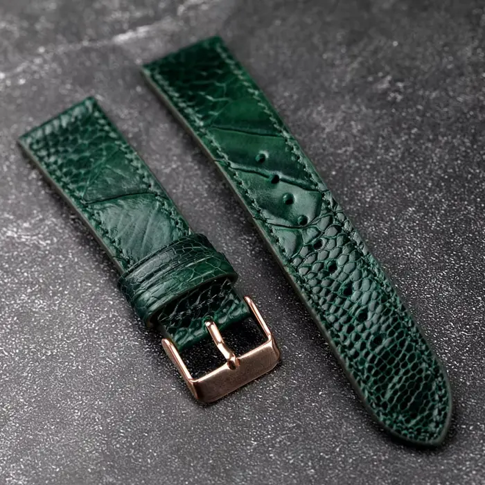 Bracelet de montre en cuir de pied d'autruche fait à la main bleu vert 18 19 20 21 22MM